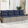 vidaXL | Gartensofa | mit Kissen Grau 220 x 62 x 69cm Poly-Rattan