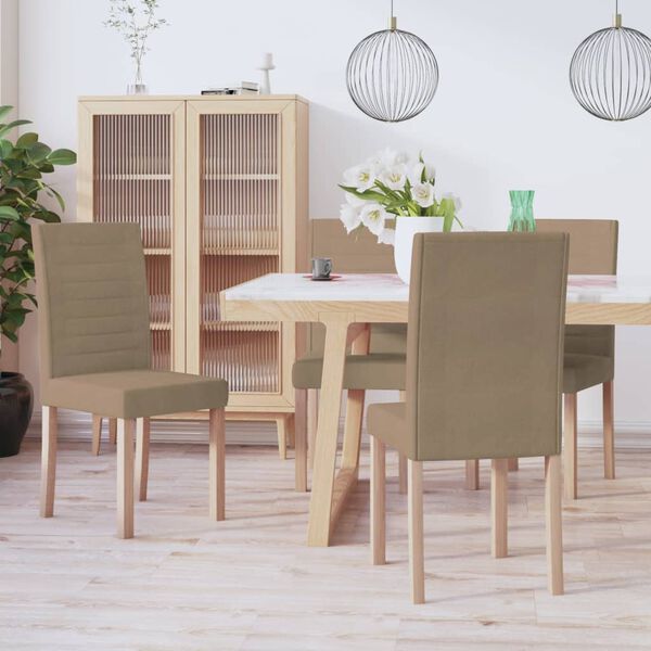 vidaXL Esszimmerst&uuml;hle 4 St&uuml;ck Taupe Stoff