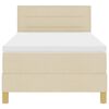 vidaXL LED Boxspringbett mit Matratze mit LED Creme 90 x 190 cm Stoff