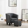 vidaXL Sessel mit Fu&szlig;hocker Grau Kunstleder