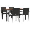 vidaXL 5-tlg. Garten-Essgruppe mit Kissen Schwarz Poly Rattan