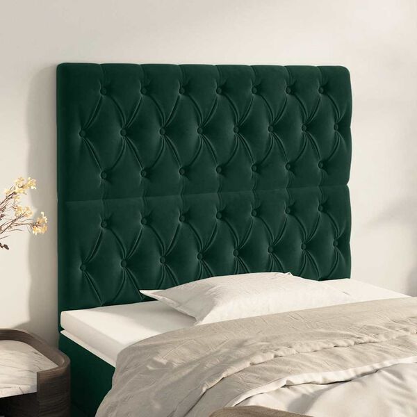 vidaXL Kopfteil Dunkelgr&uuml;n 90x7x118/128 cm Samt