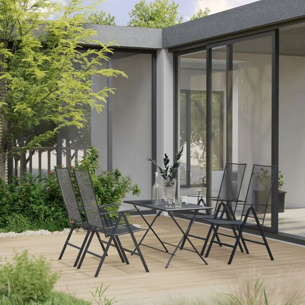 vidaXL 5-tlg. Garten-Essgruppe Stahl Anthrazit