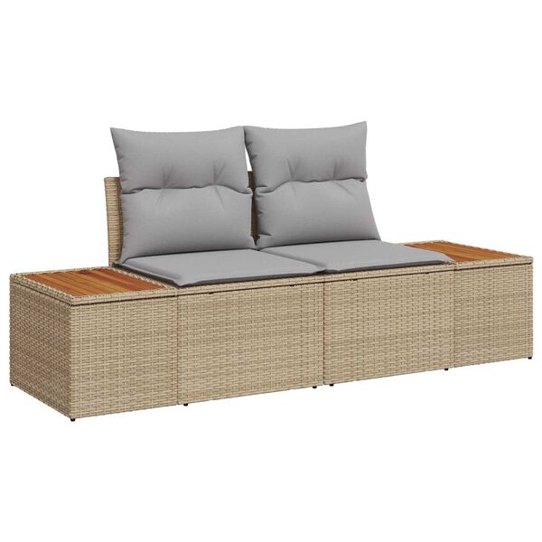 vidaXL Gartensofa-set mit Kissen 9 pcs Beige Poly Rattan