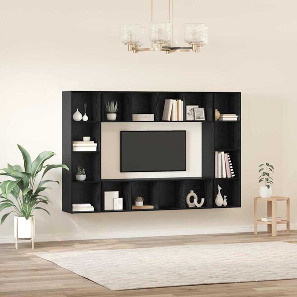 vidaXL TV-Schrankset 4 pcs Schwarz 37 x 37 x 142,5 cm Holzwerkstoff