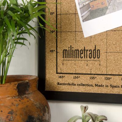 milimetrado Weltkarte Kork mit Holzrahmen Schwarz und Braun 70 x 50 cm
