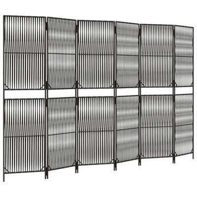 vidaXL Paravent 6-tlg. Grau Poly Rattan