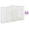 vidaXL Gabionen mit Hochbogen 5 Stk. 400x50x220/240cm Verzinktes Eisen