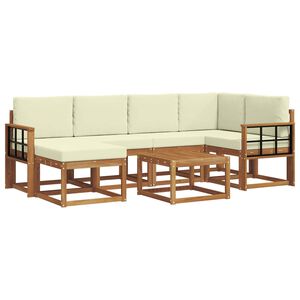 vidaXL Outdoor-Sofagarnitur 7 stk. Natur und Creme