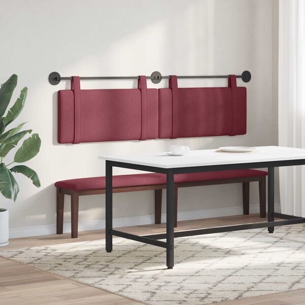 vidaXL H&auml;ngevorderseite Wandmontiert Uni Weinrot 190 x 55 x 5 cm Stoff