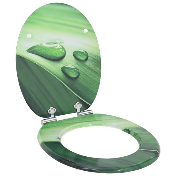 vidaXL Toilettensitz Gr&uuml;ner Tropfen 44 x 38 cm MDF-Platte