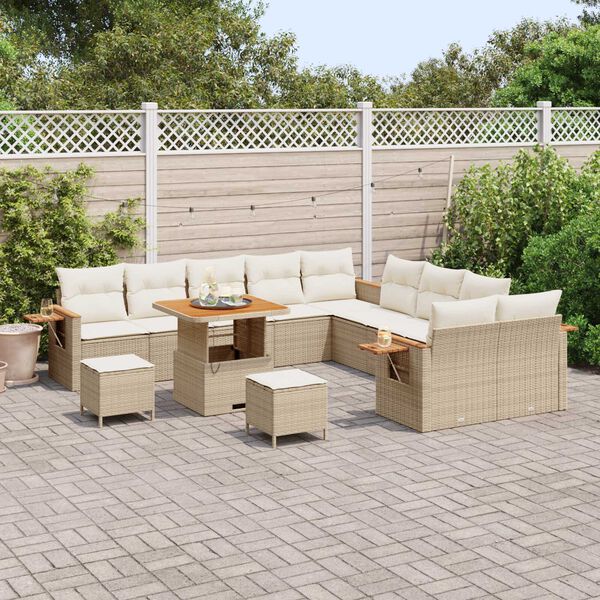 vidaXL Gartensofa-set mit Kissen 13 pcs Beige und Creme