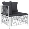 vidaXL 11-tlg. Garten-Lounge-Set mit Kissen Wei&szlig; Stahl