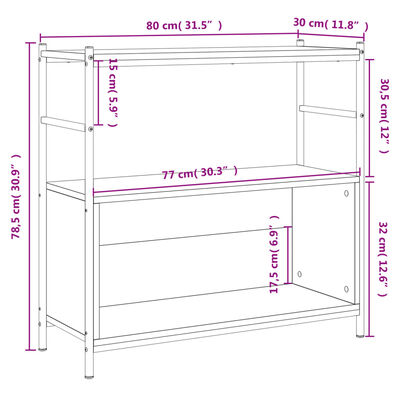 vidaXL Bücherregal Sonoma-Eiche 80x30x78,5 cm Holzwerkstoff und Eisen