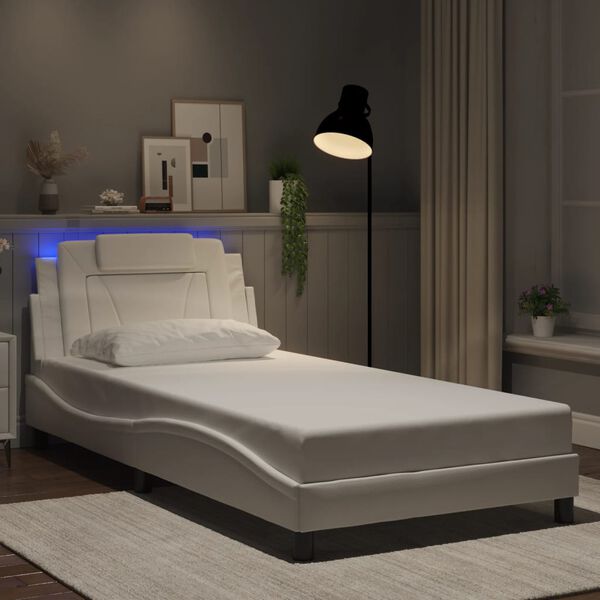 vidaXL Bettgestell "Viana" mit LED ohne Matratze Wei&szlig; 100x203 cm