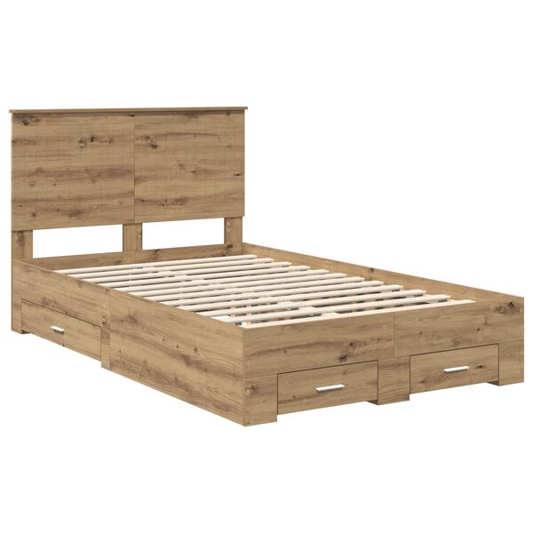 vidaXL Bettrahmen Artisan-Eiche 120 x 190 cm Holzwerkstoff