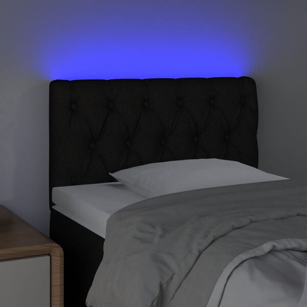 vidaXL LED Kopfteil Schwarz 80x7x78/88 cm Stoff