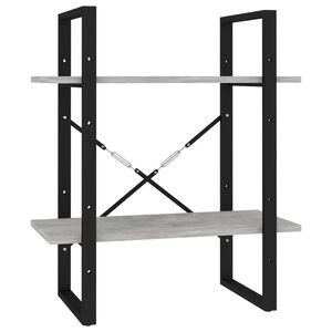 vidaXL B&uuml;cherregal 2 F&auml;cher Betongrau 60x30x70 cm Holzwerkstoff