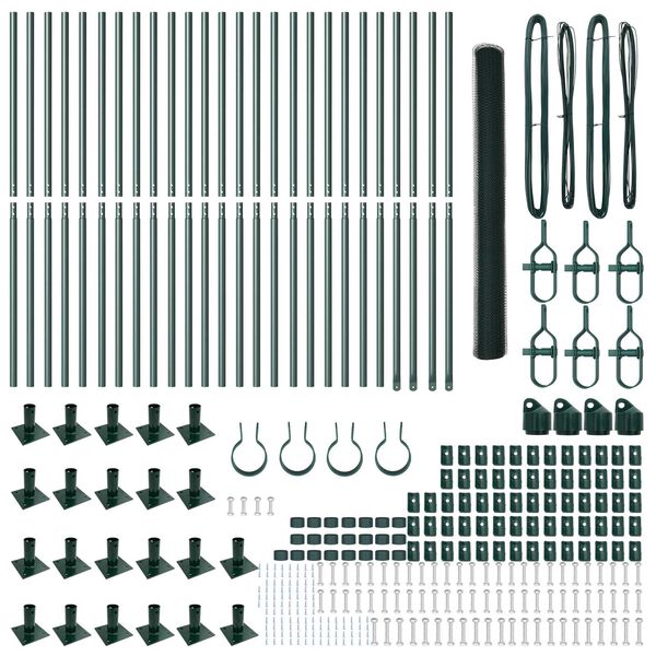 vidaXL Zaun mit Pfosten Gr&uuml;n 1,6 x 50 m PVC-beschichteter Stahl