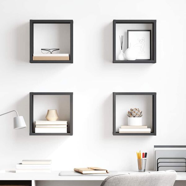 vidaXL W&uuml;rfelregale 4 Stk. Grau 26x15x26 cm