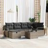 vidaXL Garten-Sofa-Set mit Kissen mit Speicher 7 pcs Grau Poly Rattan