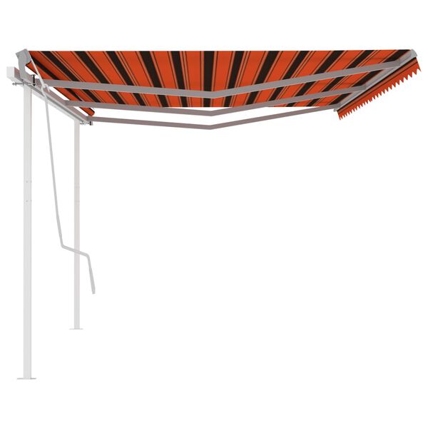 vidaXL Markise Manuell Einziehbar mit Pfosten 6x3,5 m Orange & Braun