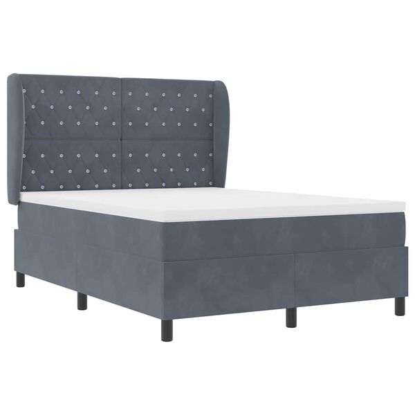 vidaXL Boxspringbett mit Matratze Dunkelgrau 200 x 160 cm Samt