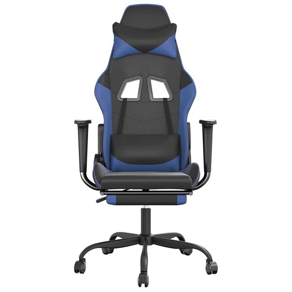 vidaXL Gaming-Stuhl mit Massage & Fu&szlig;st&uuml;tze Schwarz & Blau Kunstleder