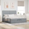 vidaXL Ottoman-Bett mit Matratzen & LEDs Hellgrau 200x200 cm Stoff