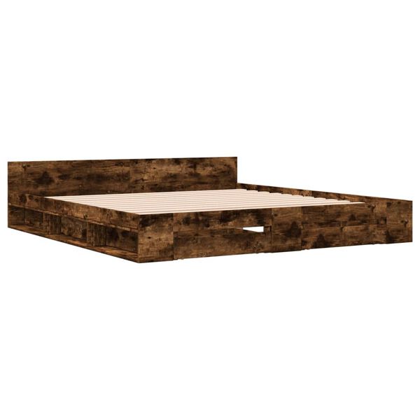 vidaXL Bettgestell mit Schubladen R&auml;uchereiche 180x200cm Holzwerkstoff