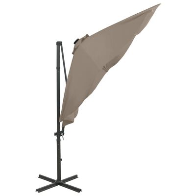 vidaXL Ampelschirm mit Mast und LED-Beleuchtung Taupe 300 cm