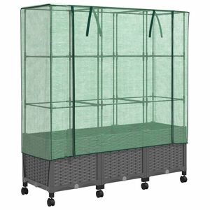 vidaXL Gartenplanter mit Gew&auml;chshausabdeckung und R&auml;dern 3 stk. PP
