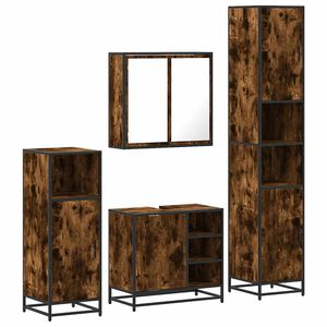 vidaXL 4-tlg. Badm&ouml;bel-Set R&auml;uchereiche Holzwerkstoff