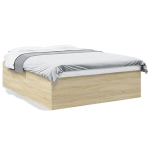 vidaXL Bettgestell Sonoma-Eiche 150x200 cm Holzwerkstoff