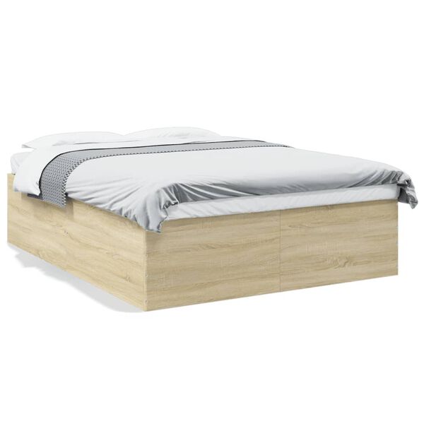 vidaXL Bettgestell Sonoma-Eiche 150x200 cm Holzwerkstoff