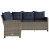 vidaXL L-f&ouml;rmiges Couchsofa mit Kissen Graues Polyrattan