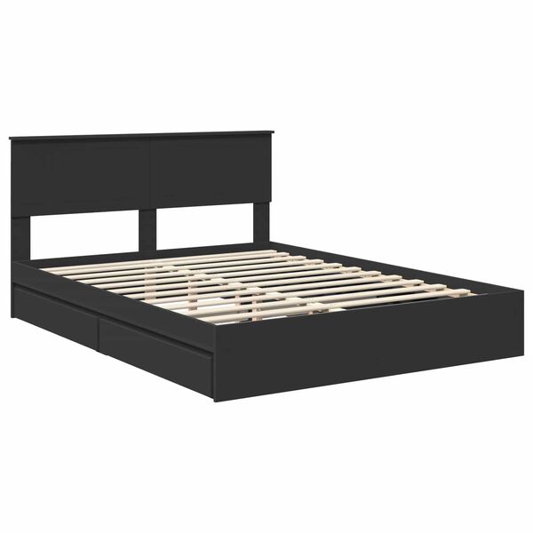 vidaXL Aufbewahrungsbett Schwarz 150 x 200 cm Holzwerkstoff