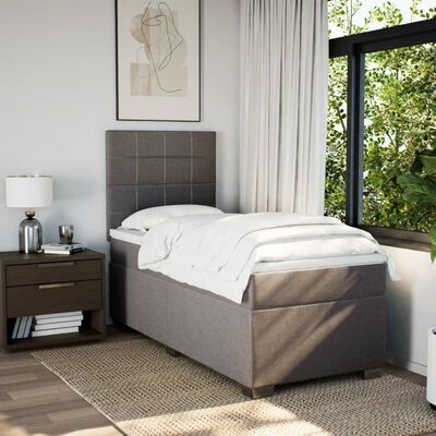 vidaXL Boxspringbett mit Matratze Taupe 100x200 cm Stoff