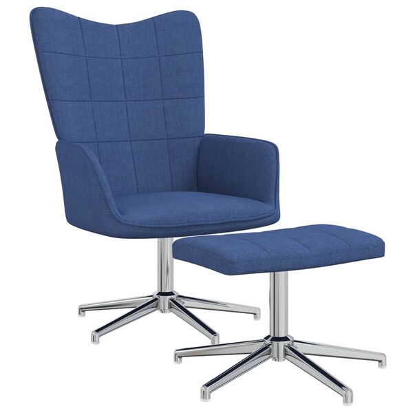 vidaXL Relaxsessel mit Hocker Blau Stoff
