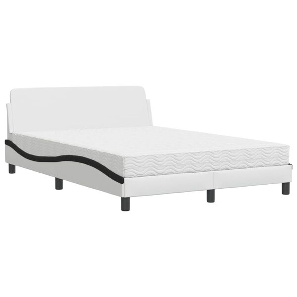 vidaXL Bett mit Matratze "Dover" Wei&szlig; und Schwarz 140x200 cm Kunstleder
