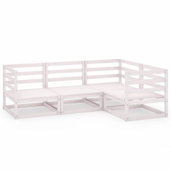vidaXL 4-tlg. Garten-Lounge-Set Wei&szlig; Massivholz Kiefer