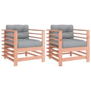vidaXL Gartenst&uuml;hle mit Kissen 2 Stk. Massivholz Douglasie