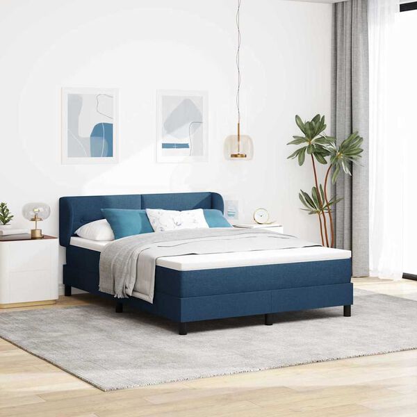 vidaXL Boxspringbett mit Matratze mit Kopfteil Blau 140 x 200 cm Stoff