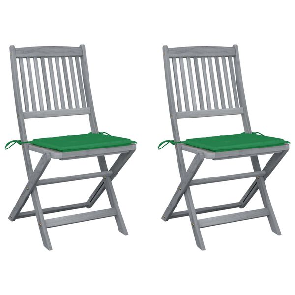 vidaXL Klappbare Gartenst&uuml;hle 2 Stk. mit Kissen Massivholz Akazie