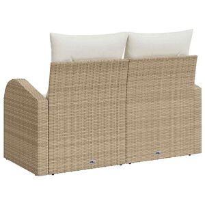 vidaXL Gartensofa mit Kissen Beige 124 x 62 x 69cm Poly-Rattan