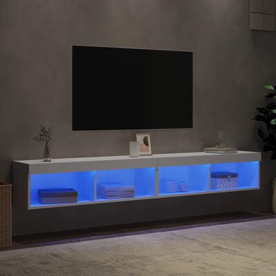vidaXL TV-Schränke mit LED-Leuchten 2 Stk. Weiß 100x30x30 cm