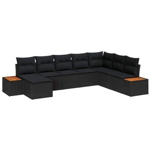 vidaXL Gartensofa-set 9 stk. 8-Sitzanzahl Schwarz Polyrattan