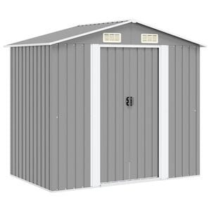 vidaXL Gartenschuppen Grau Metall 204 x 132 x 186 cm
