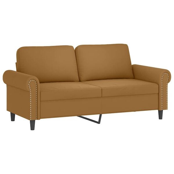 vidaXL 2-Sitzer-Sofa mit Zierkissen Braun 140 cm Samt