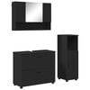 vidaXL Badezimmerm&ouml;bel-Set mit T&uuml;r 3 pcs Schwarz Sperrholz und Metall